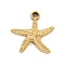 304 Stainless Steel Pendants, Starfish Charms, Real 14K Gold Plated, 15x15x2mm, Hole: 1.8mm