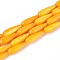 Natural Freshwater Shell Beads Strands, Dyed, Teardrop, Orange, 15.5x5mm, Hole: 0.4mm, about 25pcs/strand, 15.08''(38.3cm)