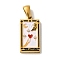 304 Stainless Steel Pendants, with Enamel and Glass Rhinestone, Rectangle with Tarot Charm, Golden, Red, 19x10.5x2.5mm, Hole: 4x7mm