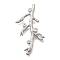 Brass Micro Pave Cubic Zirconia Pendants, Branch Shape, Platinum, 41x24.5x4.5mm, Hole: 2.5x2mm
