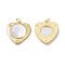 Brass Micro Pave Clear Cubic Zirconia Pendants, with Shell & Jump Rings, Heart, Real 18K Gold Plated, 23x22x2.2mm, Hole: 3.5mm, Jump Ring: 5x0.7mm, Hole: 3.5mm