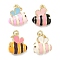 Brass Enamel Charms, Bees Charms, Long-Lasting Plated, Rack Plating, Lead Free & Cadmium Free, Real 18K Gold Plated, Mixed Color, 13.5x11x6mm, Jump Ring: 5x1mm, Inner Diameter: 3.5mm