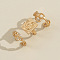 3Pcs Alloy Oval Chain Cuff Rings, Rectangle with Smiling Face, Golden, Inner Diameter: 15~16mm