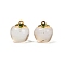 Transparent Glass Apple Pendants, with Enamel, Baking Paint, Champagne Gold, 15.5x14x14mm, Hole: 1.2mm