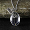 Clear Glass with Dandelion Inside Pendant Necklaces, Rectangle Wish Zinc Alloy Jewelry for Women, Platinum, Oval, 17.72~18.70 inch(45~47.5cm)