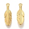 304 Stainless Steel Pendants, Leaf, Golden, 17x5x2mm, Hole: 1mm