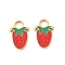 304 Stainless Steel Enamel Charms, Ion Plating(IP), Golden, Strawberry, 10.5x7x1mm, Hole: 2mm