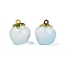 Transparent Glass Apple Pendants, with Enamel, Baking Paint, Light Blue, 15.5x14x14mm, Hole: 1.2mm