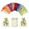60Pcs 10 Colors Hot Stamping Organza Bags, with Drawstring Cords, Jewelry Gift Mesh Pouches for Wedding Party Christmas Candy Gift Bags, Rectangle with Flower Pattern, Mixed Color, 15x10x0.05cm, 6pcs/color