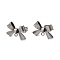 304 Stainless Steel Bowknot Stud Earring Findings, with Loop, Stainless Steel Color, 10x15mm, Hole: 1.2mm, Pin: 0.7mm