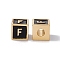 Rack Plating Brass Enamel Beads, Cadmium Free & Nickel Free & Lead Free, Real 18K Gold Plated, Cube with Letter, Black, Letter.F, 6x6x6mm, Hole: 2.5mm