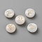 5Pcs Natural Freshwater Shell Beads, Flat Round with Constellation Pattern, WhiteSmoke, Leo, 8~10x4.5mm, Hole: 0.8mm