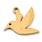 Golden Plated 304 Stainless Steel Pendants, Laser Cut, Bird, 13x14x1mm, Hole: 1.2mm
