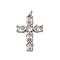 Brass Micro Pave Cubic Zirconia Pendants, Cross, with Jump Ring, Long-Lasting Plated, Cadmium Free & Lead Free, Rack Plating, Platinum, 28x19x4mm, Hole: 3mm