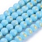 Natural Mashan Jade Beads Strands, with Gold Powder, Dyed, Round, Sky Blue, 10mm, Hole: 1.5mm, about 41pcs/strand, 16 inch
