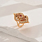 Hollow Brass Micro Pave Cubic Zirconia Finger Rings for Women, Gourd-Shaped, Golden, Red, 36mm, Inner Diameter: 16mm~18mm