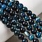 Natural Banded Agate Beads Strands, Dyed & Heated, Round, Grade A, Royal Blue, 6mm, Hole: 1.5mm, about 63pcs/strand, 14.57''(37cm)