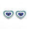 Alloy Enamel Pendants, Platinum, Cadmium Free & Lead Free, Heart Charm, Dark Blue, 22x24.8x1.5mm, Hole: 1.6mm