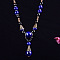 Alloy & Porcelain Teardrop Pendant Beaded Necklaces for Women, Antique Bronze, Medium Blue, 35.43 inch(90cm)