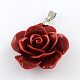 Synthetical Coral Flower Pendants with 925 Sterling Silver Findings CORA-R010-01-2