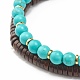 Ensemble de bracelets extensibles en perles de noix de coco naturelles et de turquoise synthétique (teintes) BJEW-JB07168-10