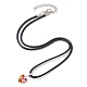 Glass Heart Pendant Necklaces NJEW-JN04476-01-3