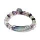 Natural Fluorite Beads Charm Bracelets BJEW-K164-B12-1