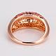 本物のローズゴールドメッキスズ合金チェコのラインストーンの指輪女性用  サイズ8  サイズ8  18.1mm RJEW-BB14069-6