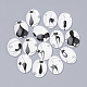 Glas Kätzchen ovale Cabochons mit flachem Rücken GGLA-A003-10x14-BB19-1