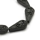 Chinoiserie Jewelry Making Cinnabar Carved Chinese Character Fu Teardrop Cameo Beads Strands CARL-O004-28-2