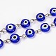 Handmade Lampwork Flat Round Evil Eye Beads Chains for Necklaces Bracelets Making AJEW-JB00110-03-1