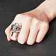 Superfinding ゴシックマスク指輪チタン鋼リング個性的シルバーリング男性の女性のためのヴィンテージパンク指リングコスプレ衣装アクセサリー RJEW-WH0001-12A-4