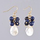 Boucles d'oreilles avec pendentif en lapis-lazuli naturel EJEW-JE03876-02-2