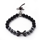 Natural Black Agate Beads Stretch Bracelets BJEW-JB04793-1