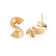 Brass Micro Pave Clear Cubic Zirconia Stud Earring Findings KK-S364-054-4