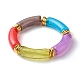 Bracelets extensibles de perles de tube incurvées acryliques de pierres précieuses d'imitation BJEW-JB06588-2