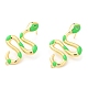 Enamel Snake Stud Earrings with Rhinestone EJEW-D059-03-2