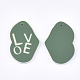 ラバー加工アクリルパーツ  単語「love」付けのハート  バレンタインデーのために  ミックスカラー  31.5x21x2.5~3mm  穴：1.6mm OACR-T011-161-2