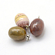 Oval Natural Indian Agate Pendants G-Q433-01-2