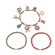 3 комплект браслетов из стеклянных бусин с рождественской тематикой BJEW-JB12442-02-4