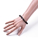 Natürliche schwarze Achatperlen (gefärbt) Stretch-Armbänder BJEW-JB04801-5