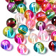 Transparent Two Tone Baking Painted Glass Beads DGLA-N033-09-1