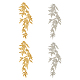 SUPERFINDINGS 2 Pairs 2 Colors Bamboo Leaves Applique Patches Sequin Sew on Applique Polyester Clothing Repair Decoration Golden Silver Patch for DIY Craft Costume Accessories PATC-FH0001-06-1