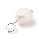 グレードBの天然淡水養殖真珠チャーム  304ステンレス鋼の丸カンを使って  白米  銀  13.5~15x7~7.5x5~6mm  穴：3.6mm PALLOY-JF01497-03-4