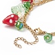 Bracelet à breloques en plastique imitation perle fleur & feuille acrylique & fraise au chalumeau BJEW-TA00181-5