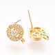 Brass Micro Pave Cubic Zirconia Stud Earring Findings KK-F753-10G-RS-2