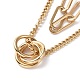 Vacuum Plating 304 Stainless Steel Double Chains Multi Layered Necklace with Rings Charm for Women STAS-E155-18G-2
