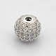 CZ Brass Micro Pave Grade AAA Clear Color Cubic Zirconia Round Beads KK-O065-12mm-05P-NR-1