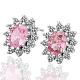 Real Platinum Plated Oval Tin Alloy Cubic Zirconia Stud Earrings EJEW-BB09716-E-1
