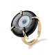 Lampwork Evil Eye Open Cuff Ring RJEW-C051-01G-2